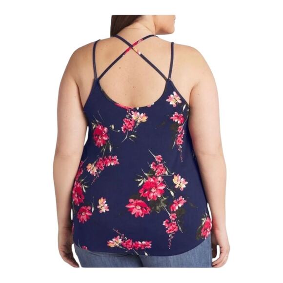 Papermoon NWT Women’s Basima Back Detail Navy Floral Strappy Knit Top Size 3X - Picture 2 of 12